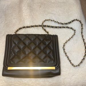 Black quilted cross-body purse from ALDO with gold details